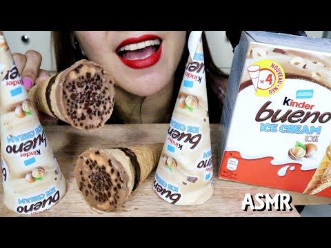 ASMR Kinder Bueno Ice Cream Cone Eating Sounds No Talking