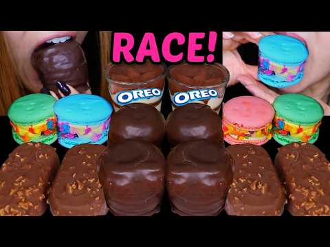 ASMR RACE GIANT CHOCOLATE MARSHMALLOWS, RAINBOW CREAM MACARONS, CRUNCHY ICE CREAM, TIRAMISU CAKE 먹방