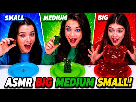 ASMR Big, Medium, Small Food Challenge VS Pink and Blue Candy Compilation