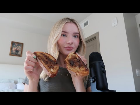 ASMR | eating cinnamon toast *crunchy sounds* + pomegranate