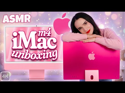 ASMR Pink APPLE iMac M4 UNBOXING 🩷 Scratching , Tapping , Typing for INSTANT Sleep 😴 No Talking 4K