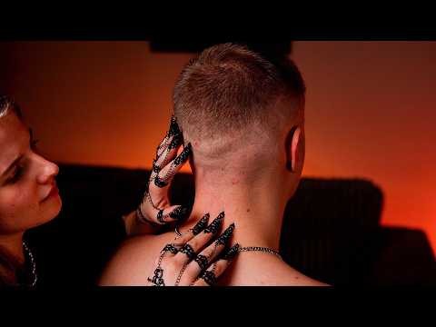 ASMR Scratching Your Neck & Back With Metal Claws 🖤 Soft Music Until You Pass Out 😴