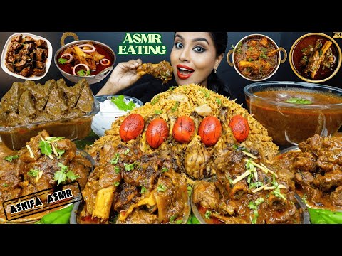 ASMR Eating Spicy Mutton Josh,Chicken Dum Biryani,Liver Fry,Egg Curry Big Bites ASMR Eating Mukbang