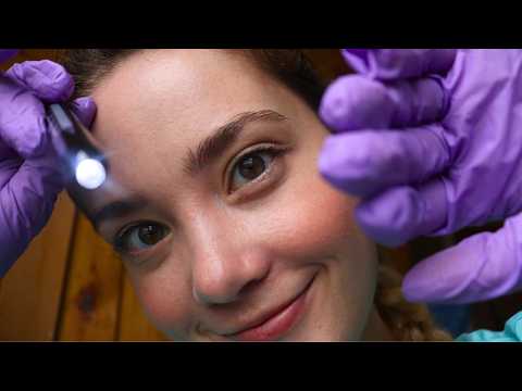 ASMR Nurse FACE EXAM Up Close Ear to Ear + Gloves & Light, Whispered