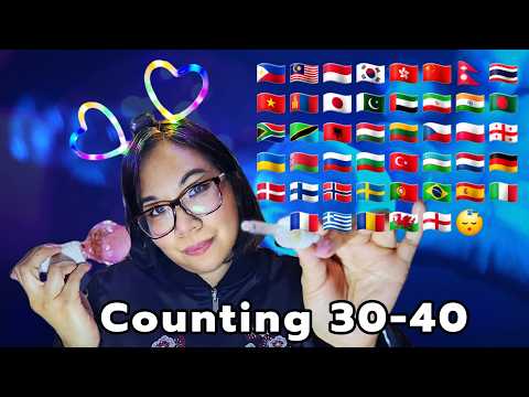ASMR Counting 30 – 40 in Different Languages 🫧 Sleepy Lens Cleaning, Water Sounds & Close-Up Visuals