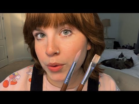 ASMR Painting your Face 🎨👩🏼‍🎨(my art, whispering, paint brush sounds)
