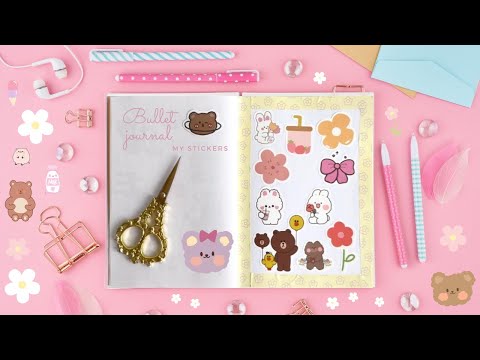 ASMR suomi | Bujoilu, tarrat & koulutarvikkeet | Kokoelma | Journaling with cute stickers asmr