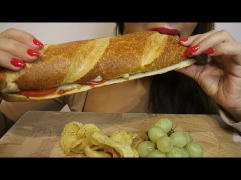 ASMR BAGUETTE CHEESE SANDWICH / CHIPS / GRAPES / no talking / CREMA ASMR #asmr #baguette #mukbang