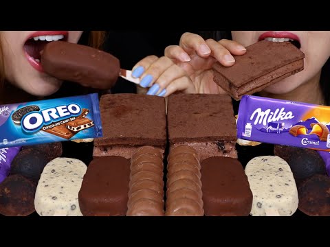 ASMR MILKA CARAMEL & OREO CHOCOLATE BARS, CHEESECAKE CONES, CAKE BALLS, MINI CHOCO CHIP BROWNIES