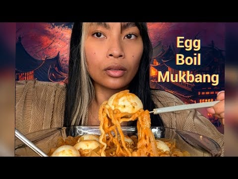 ASMR Cajun Egg Boil With Buldak Carbonara Hot Chicken Noodles Mukbang