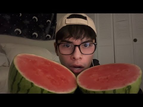 ASMR eating a watermelon
