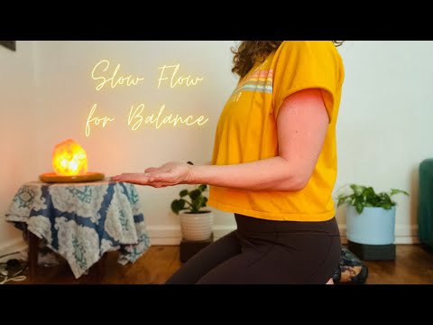 Slow Flow Yoga for Balance☯️ -Yoga to Warm Yin Energy, Morning Yoga, ASMR Soft Spoken, Singing Bowl