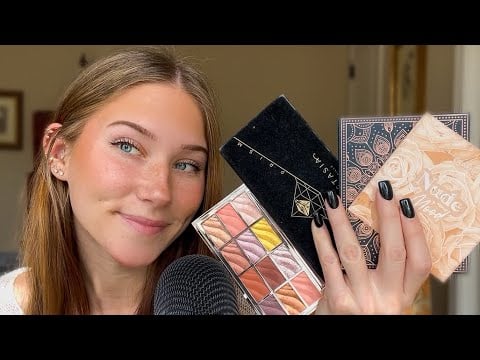 ASMR My Eyeshadow Palette Collection 🤍 | Close Whispering, Tapping & Tracing
