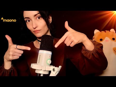 АСМР обзор микрофона MAONO PD200X🎤ножницы, звуки рта, шепот, визуал🎧