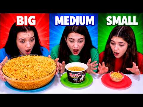 ASMR Big Medium Small Plate VS Pink and Green Food Compilation