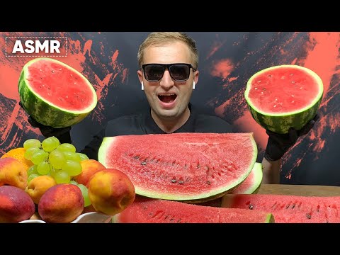 ASMR WATERMELON DESSERTS & GRAPES + PEACHES EATING SOUNDS 먹방 MUKBANG | Andrew ASMR