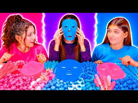 ASMR Pink Purple Blue Candy Challenge and Gummy Eyeballs Candy Race Compilation