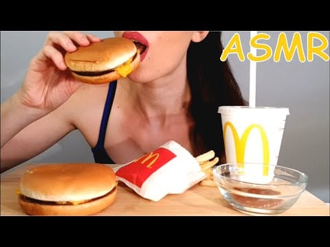 ASMR | Eating Cheese Burgers And Fries | No Talking | Lady M. ASMR