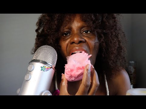 Cherry Cotton Candy Treat ASMR Eating Sounds