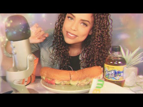 ASMR \\ SUBWAY mini MUKBANG (Finger Flutters + Whispers + Eating Sounds)