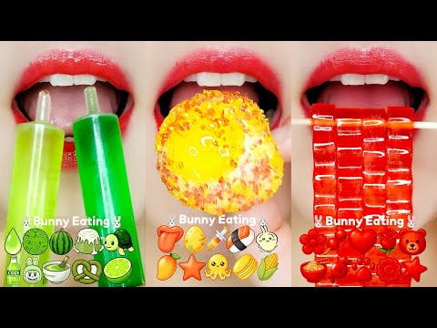 EXTREME Colorful Emoji Food ASMR! 💋 Lips Eating Sounds Mukbang