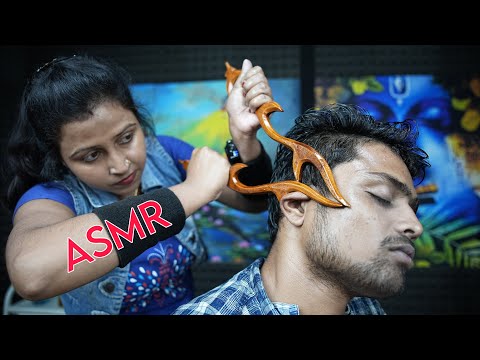 She Doing It Very Smoothly | Head Massage With Unique Tools | Lady Barber ASMR Massage Therapy