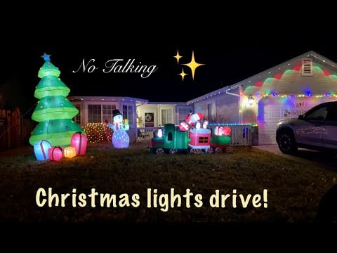 ASMR Christmas lights drive! (No talking Version) Cozy rainy night~
