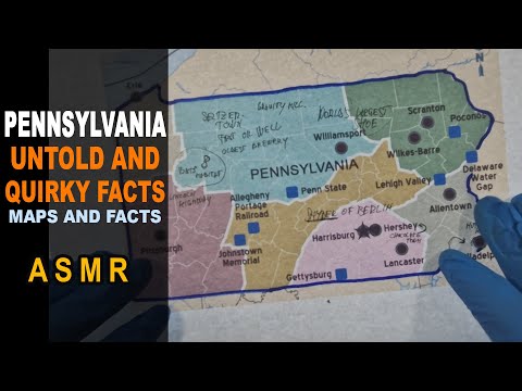 ASMR: PENNSYLVANIA - The Untold and Quirky FACTS | Map outline with facts  [ ASMR maps and Facts ]
