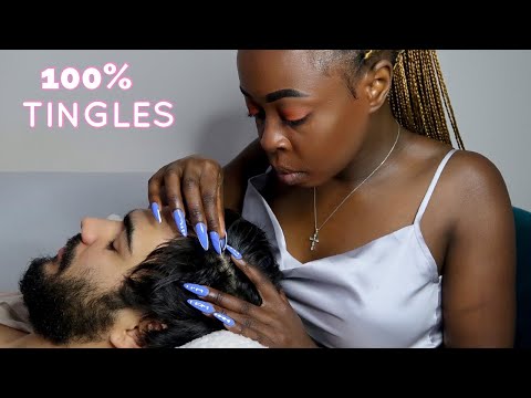 ASMR Scalp Nitpicking ~ Parting & Scratching with long nails ~Best Triggers for Sleep
