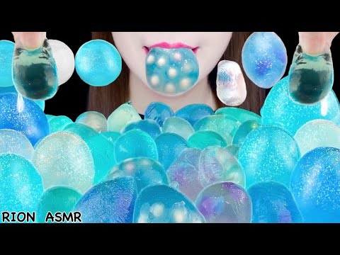 【ASMR】EDIBLE WATER BOTTLE&JELLY💙💧 MUKBANG 먹방 食べる音 EATING SOUNDS NO TALKING