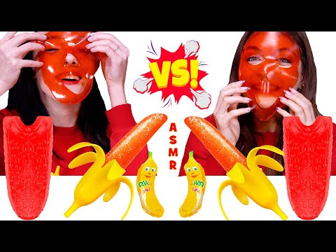 ASMR Yellow Food VS Red Food Challenge 노란색 빨간색 디저트 챌린지 by LiLiBu