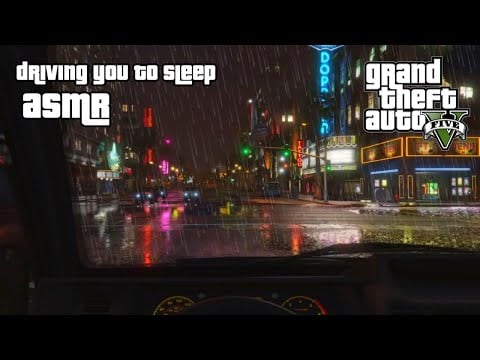 GTA ASMR | Driving in a rainy Los Santos until you fall asleep 🌆 Close up whispering