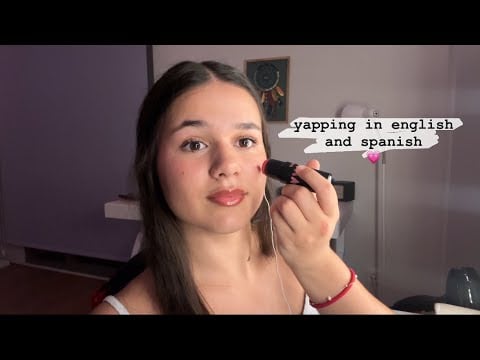 asmr talking in english and spanish while doing my makeup 💄 
