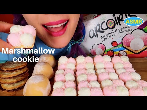 ASMR ARCOIRIS MARSHMALLOW COOKIE+MOCHI ICE CREAM MIKBANG|멕시코과자 마씨멜로쿠키, 찹쌀떡 아이스크림|CURIE.ASMR