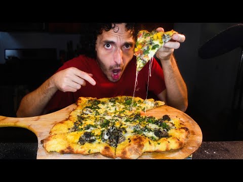 JERK CHICKEN PIZZA ! * ASMR NO TALKING MUKBANG * NOMNOMSAMMIEBOY