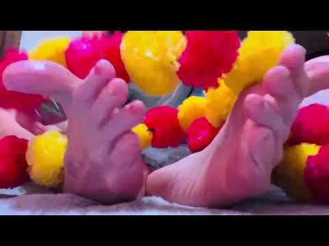 ASMR colourful toes and feet play