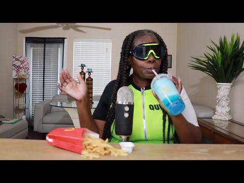 McDonald's Minute Maid BLUE RASPBERRY SLUSHIE AND FRIES ASMR EATING SOUNDS