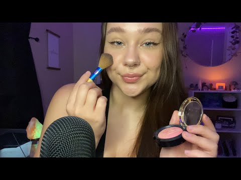 ASMR makeup routine grwm (tapping, whisper ramble)