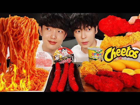 ASMR MUKBANG | 직접 만든 치토스 양념치킨 치즈스틱 치즈볼 불닭볶음면 딸기 먹방 FRIED CHICKEN AND FIRE NOODLES EATING
