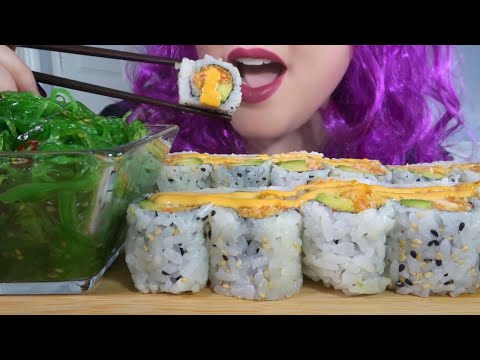 ASMR Sushi & Seaweed Salad Mukbang - EXTREMELY SATISFYING Eating Sounds