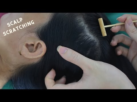 ASMR Nape Scratch With Tools & Hair Parting Real Person For Relieve Headache, Stress