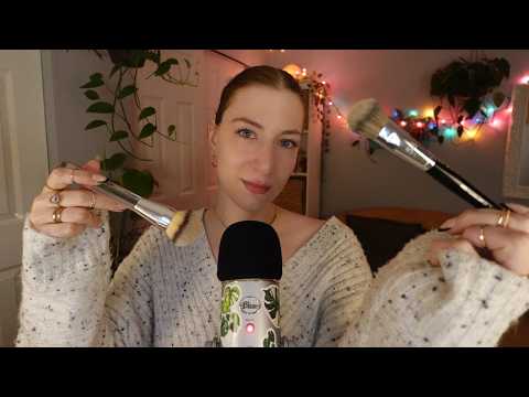 ASMR Mind Balm 🫠 Face Brushing & Gratitude Affirmation [🌧️ + echo]  ✨Flashback Friday
