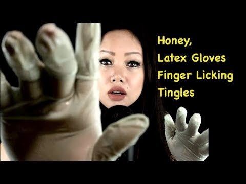 ASMR Finger Licking, Latex Gloves with Honey - Sleep and Anxiety #withme #StayHome