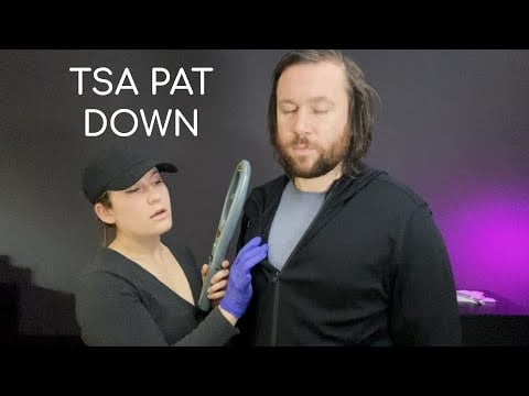 [ASMR] TSA Full Body PAT DOWN and Bag Check {ft. Chili the Sniffer Dog}