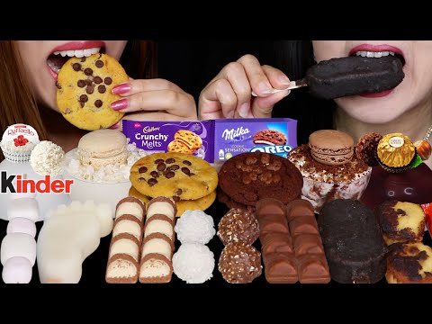 ASMR MILK VS WHITE CHOCOLATE MILKA & CADBURY COOKIES, FERRERO, KINDER, OREO ICE CREAM, FOOT ICE POP