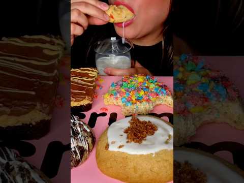 The BEST way to eat Crumbl #asmr #milk #crumble #shorts #mukbang