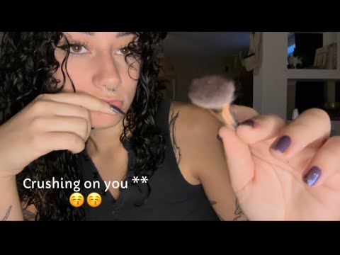 ASMR | Roleplay your bestie does your makeup but she has a crush on you | wlw 😚