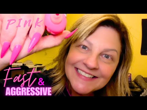 ASMR | Fast & Aggressive PINK Triggers for ADHD | Close Up Personal Attn with Scratching, Tapping  ⚡