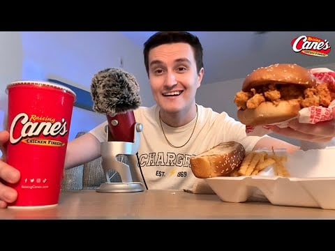 ASMR | Trying Raising Canes Chicken Sandwich (Mukbang) 🍗🐔