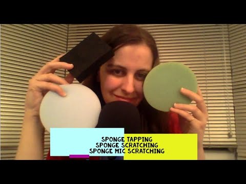 ASMR Sponges!!! Sponge Tapping, Sponge Scratching & Sponge Mic Scratching- Minimal Whispering